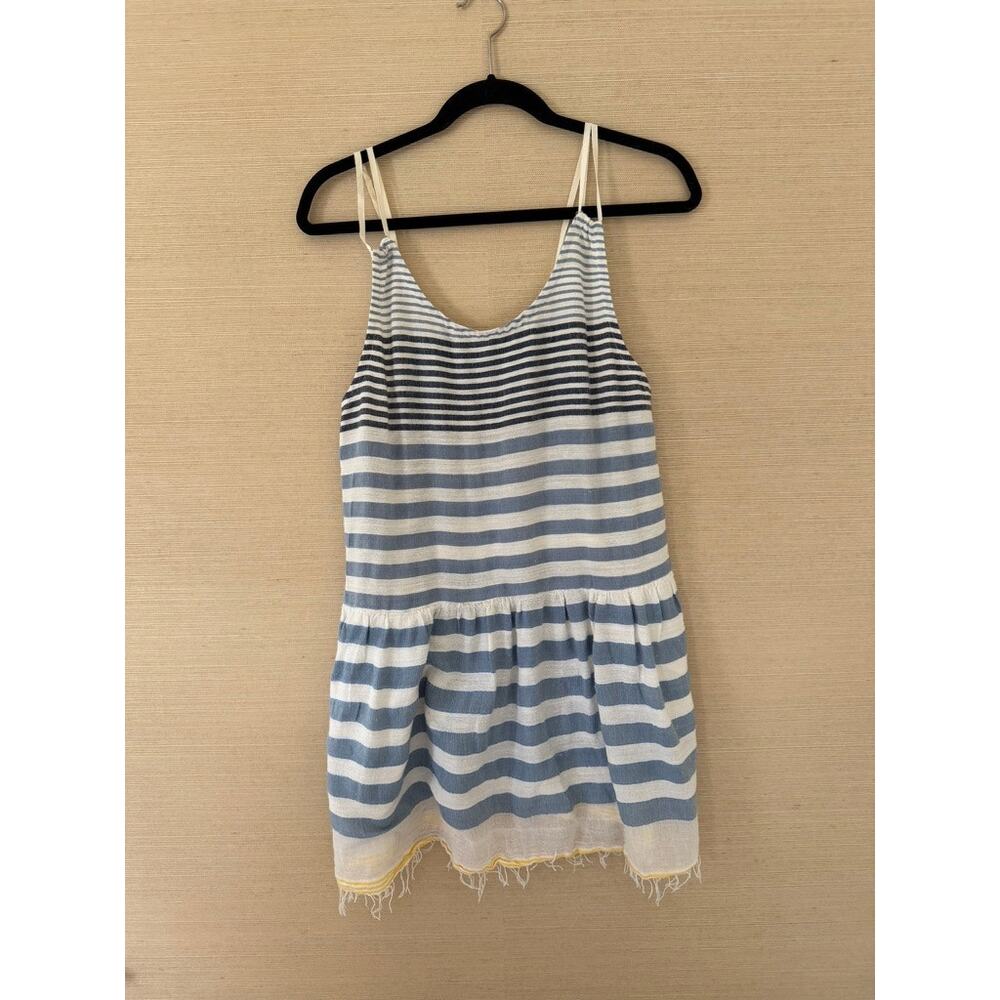 Lemlem by Liya Kebede Blue & White Stripe Fringe Coverup – Size S